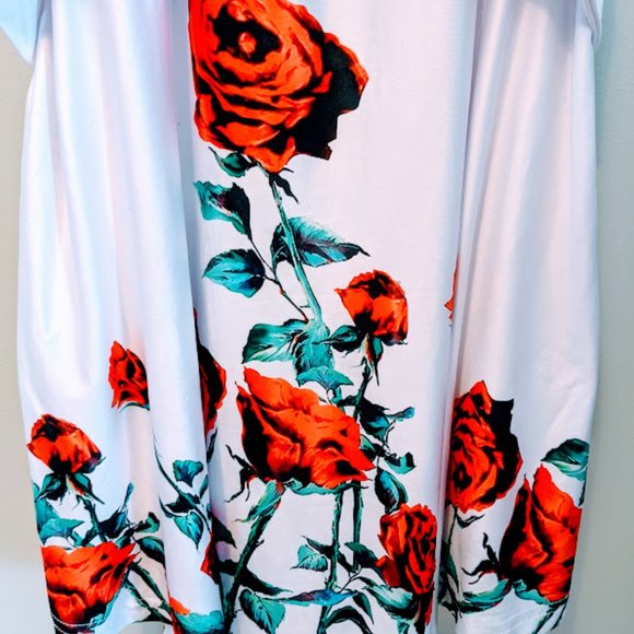 White Babydoll Red Rose Graphic Print Tank Top 2XL - Picture 4 of 7
